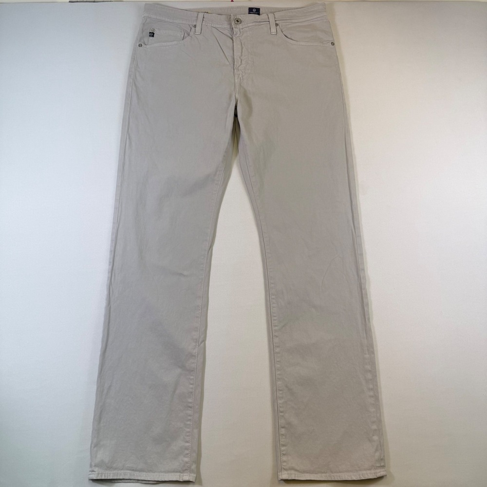AG Adriano Goldschmied Protege Pants Mens 38x34 Gray Straight Leg Cotton Twill